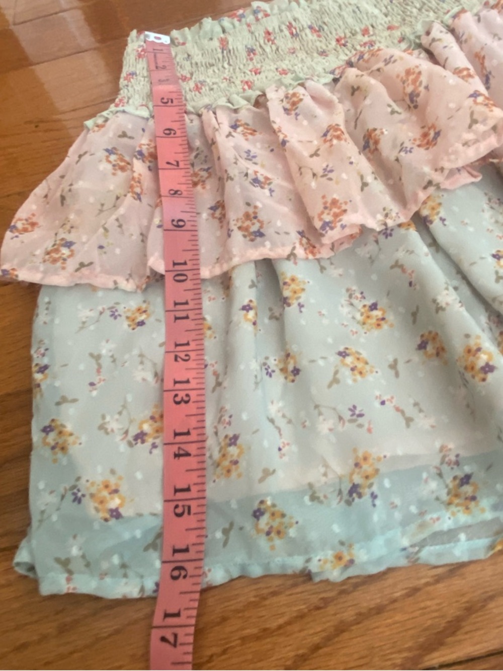 Beautiful Chaos Floral Ruffle Mini Skirt Smocked Waist Coquette Fairycore M - Picture 12 of 12